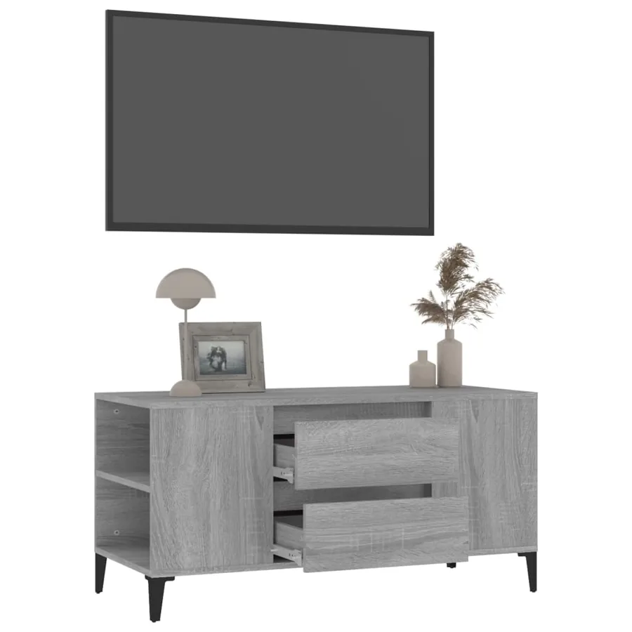 Meuble TV Sonoma gris 102x44,5x50 cm Bois d'ingénierie - 5