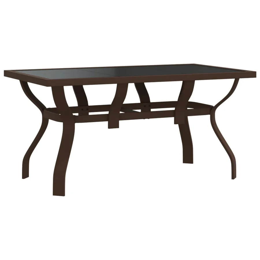 Table de jardin Marron et noir 140x70x70 cm Acier et verre - 2