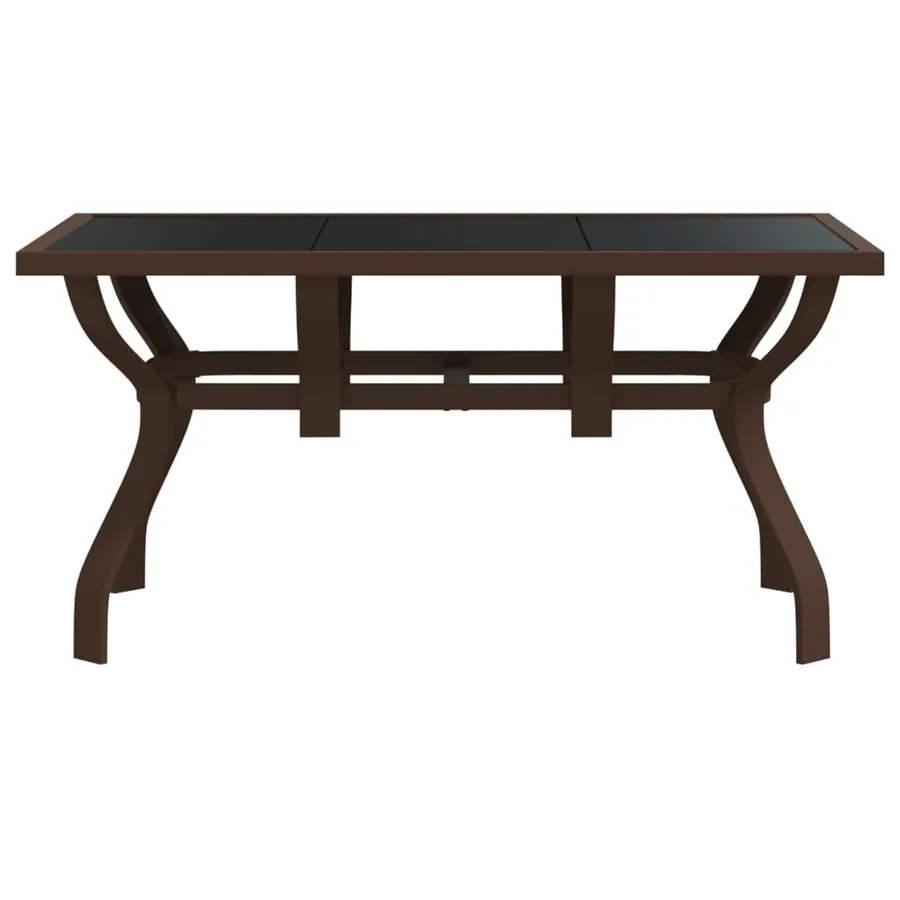 Table de jardin Marron et noir 140x70x70 cm Acier et verre - 3
