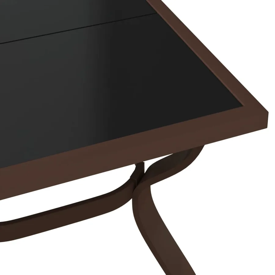 Table de jardin Marron et noir 140x70x70 cm Acier et verre - 5
