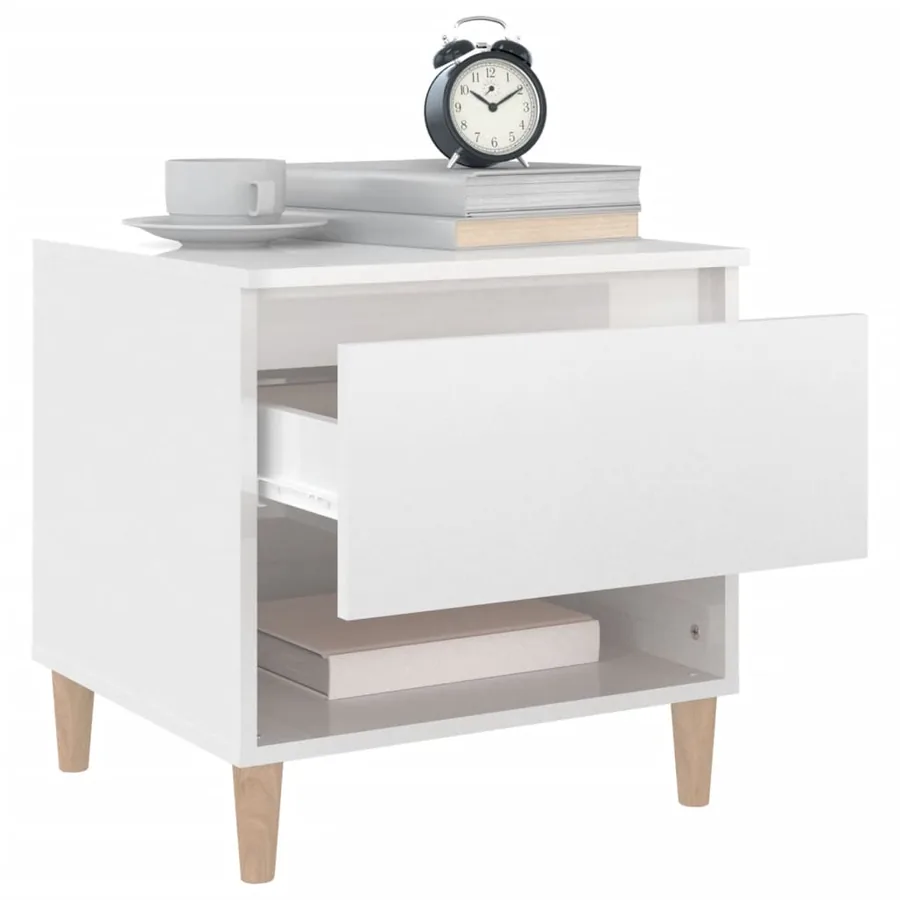 Tables de chevet 2 pcs Blanc brillant 50x46x50 cm - 4