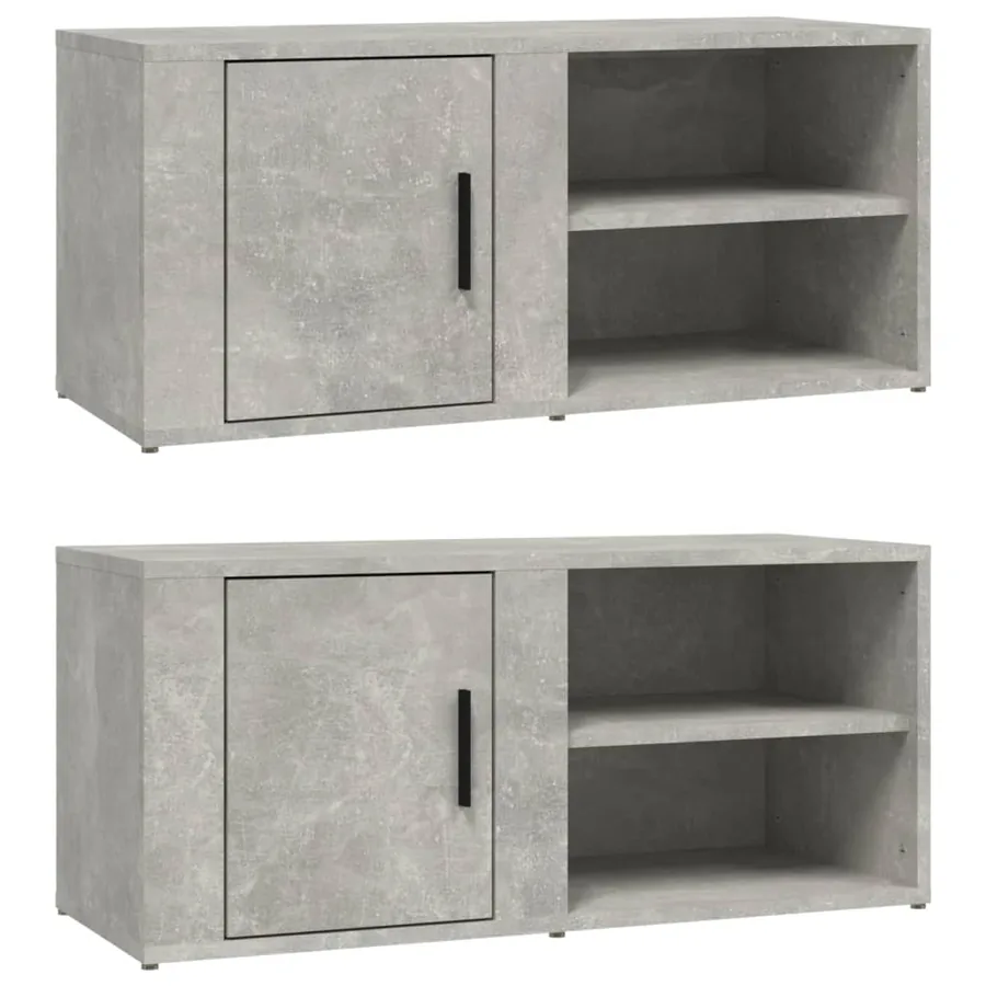Meubles TV 2 pcs Gris béton 80x31,5x36 cm Bois d'ingénierie - 2