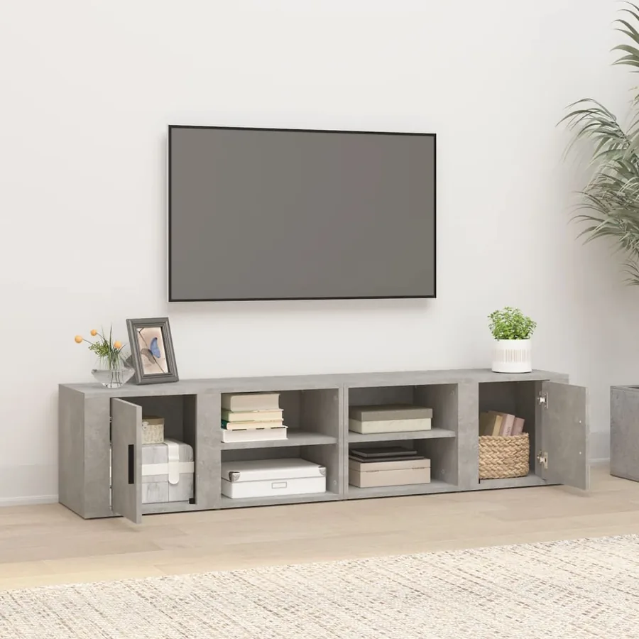 Meubles TV 2 pcs Gris béton 80x31,5x36 cm Bois d'ingénierie - 3