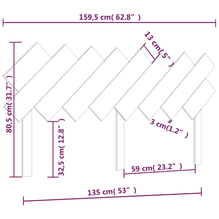 Tête de lit Blanc 159,5x3x80,5 cm Bois massif de pin - 6