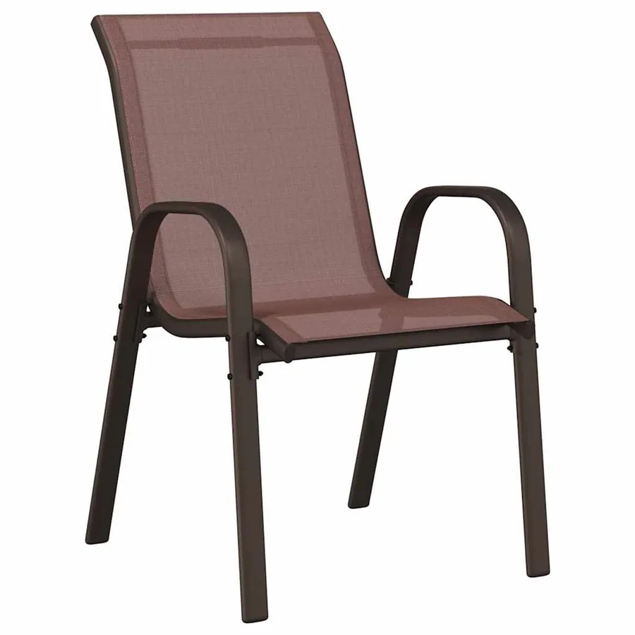 Chaises empilables de jardin lot de 6 Marron Tissu textilène - 5