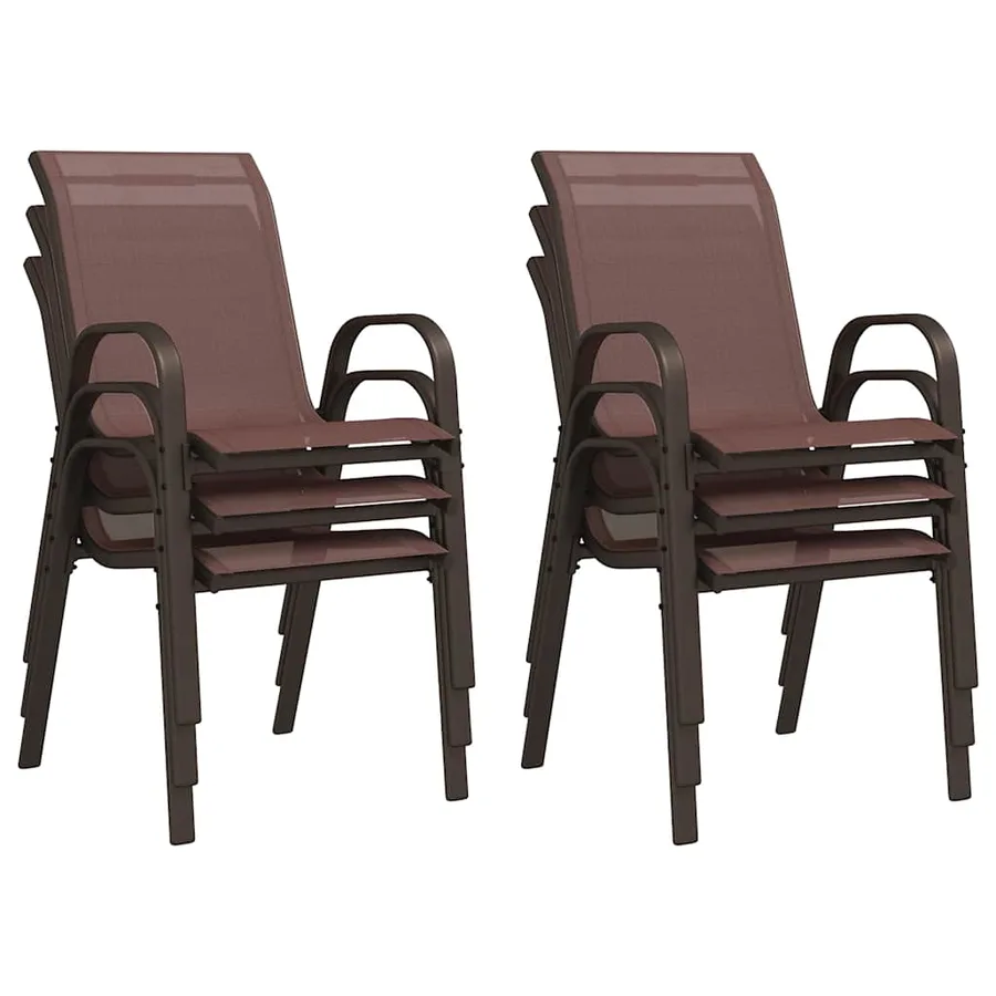 Chaises empilables de jardin lot de 6 Marron Tissu textilène - 8