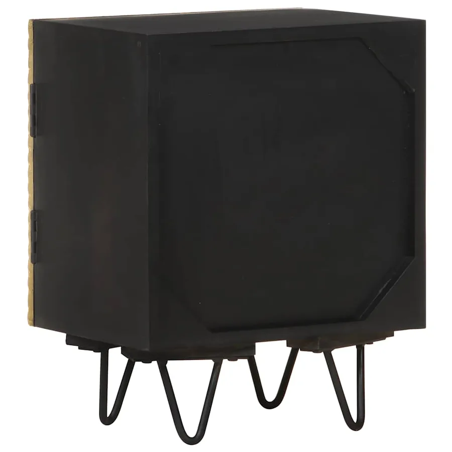 Table de chevet avec front en laiton 40x30x50cm Manguier massif - 3