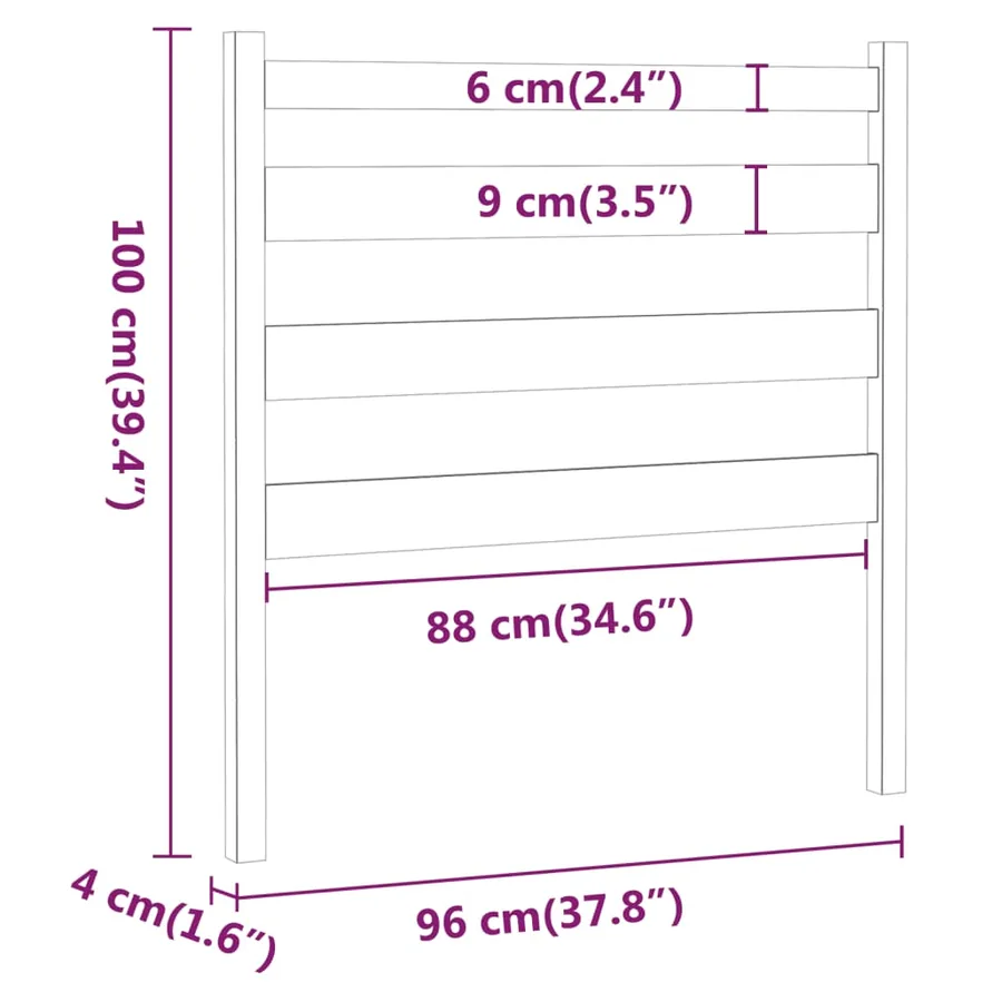 Tête de lit Marron miel 96x4x100 cm Bois massif de pin - 6