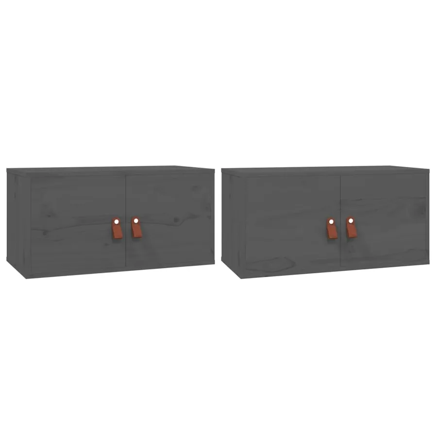 Armoires murales 2 pcs Gris 60x30x30 cm Bois de pin massif - 2