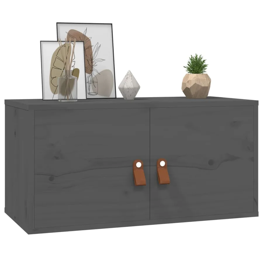 Armoires murales 2 pcs Gris 60x30x30 cm Bois de pin massif - 9