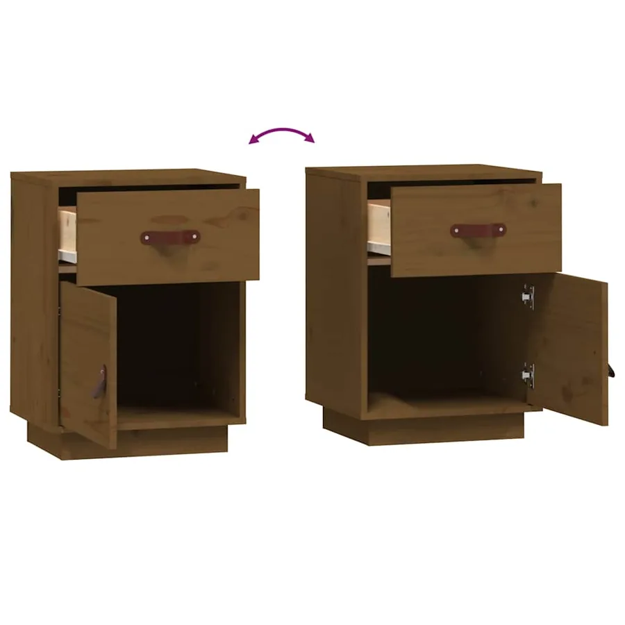 Table de chevet Marron miel 40x34x55 cm Bois de pin solide - 8