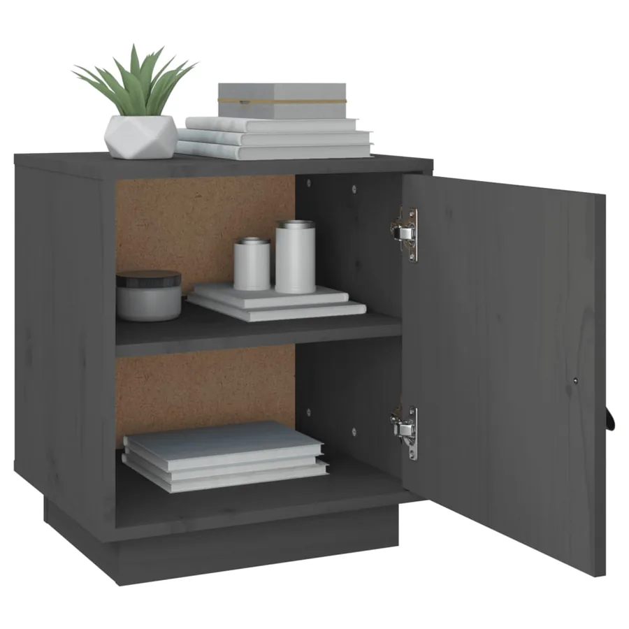 Tables de chevet 2 pcs Gris 40x34x45 cm Bois de pin massif - 5
