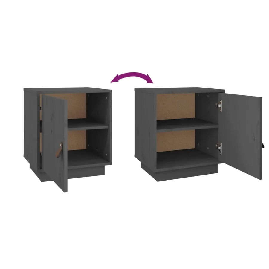 Tables de chevet 2 pcs Gris 40x34x45 cm Bois de pin massif - 8