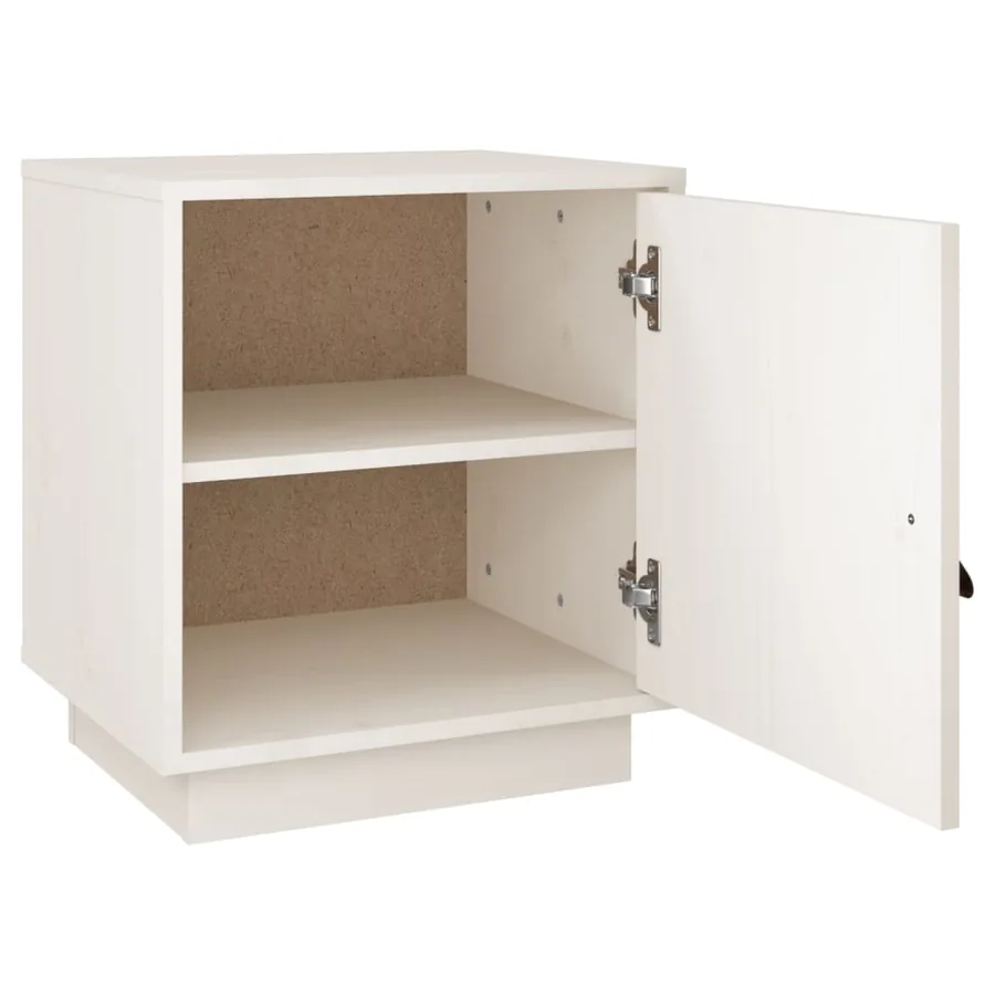 Table de chevet Blanc 40x34x45 cm Bois de pin massif - 7