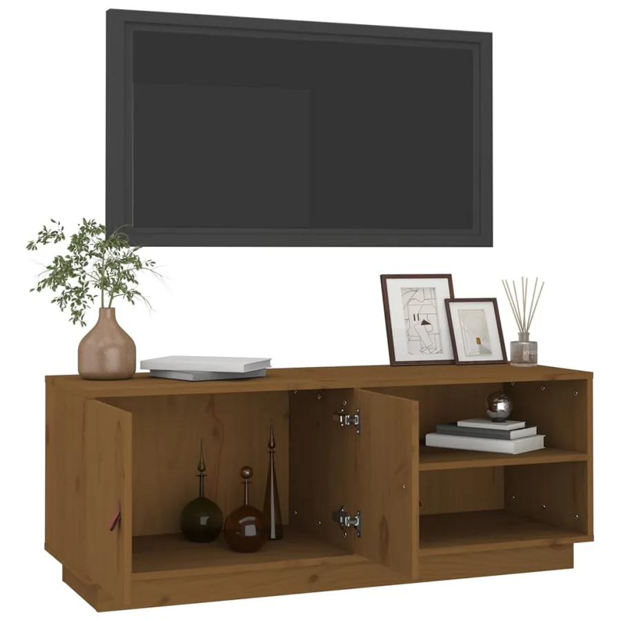 Meuble TV Marron miel 105x34x40 cm Bois de pin massif - 5