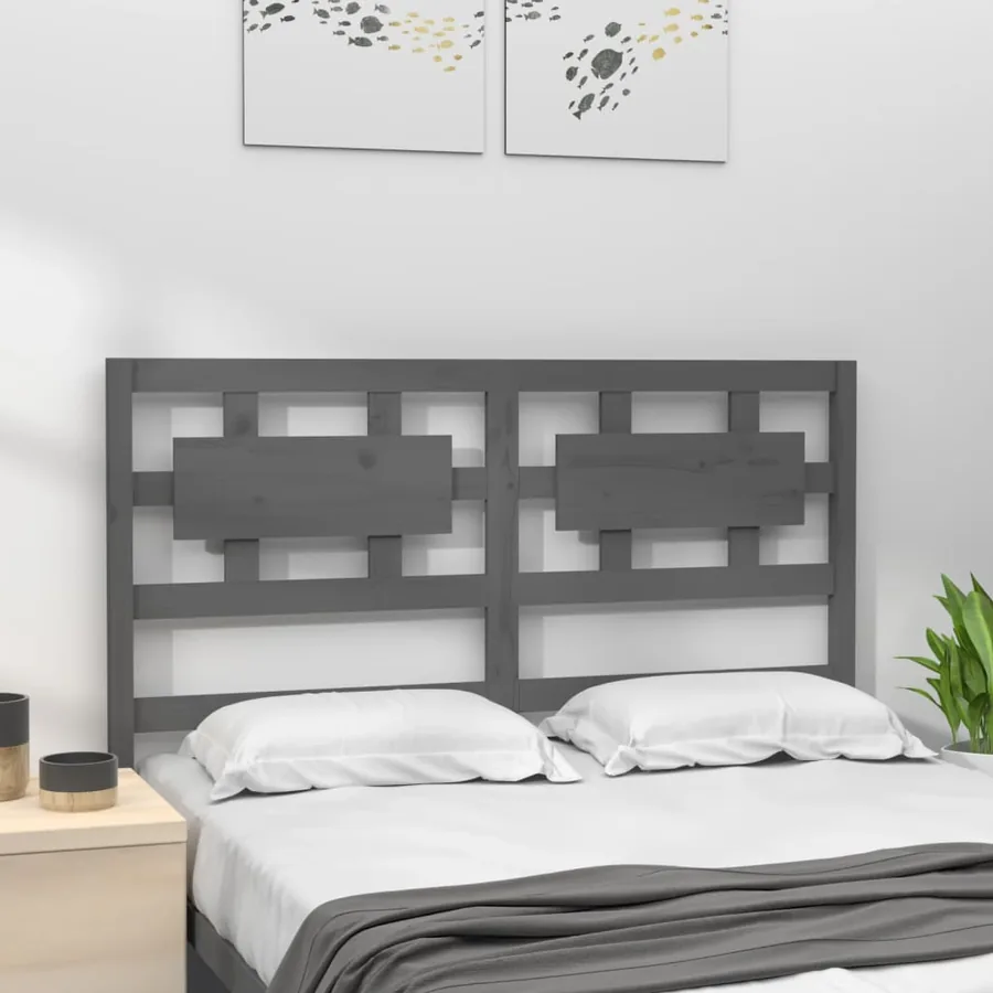 Tête de lit Gris 205,5x4x100 cm Bois massif de pin - 3