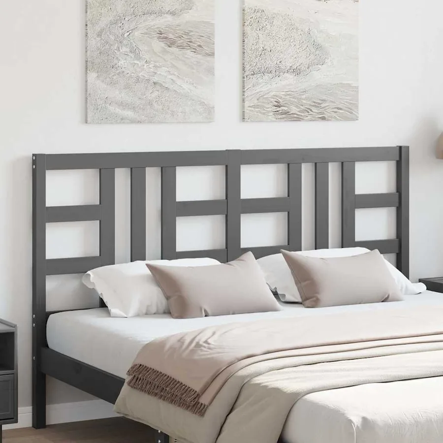 Tête de lit Gris 146x4x100 cm Bois massif de pin - 3
