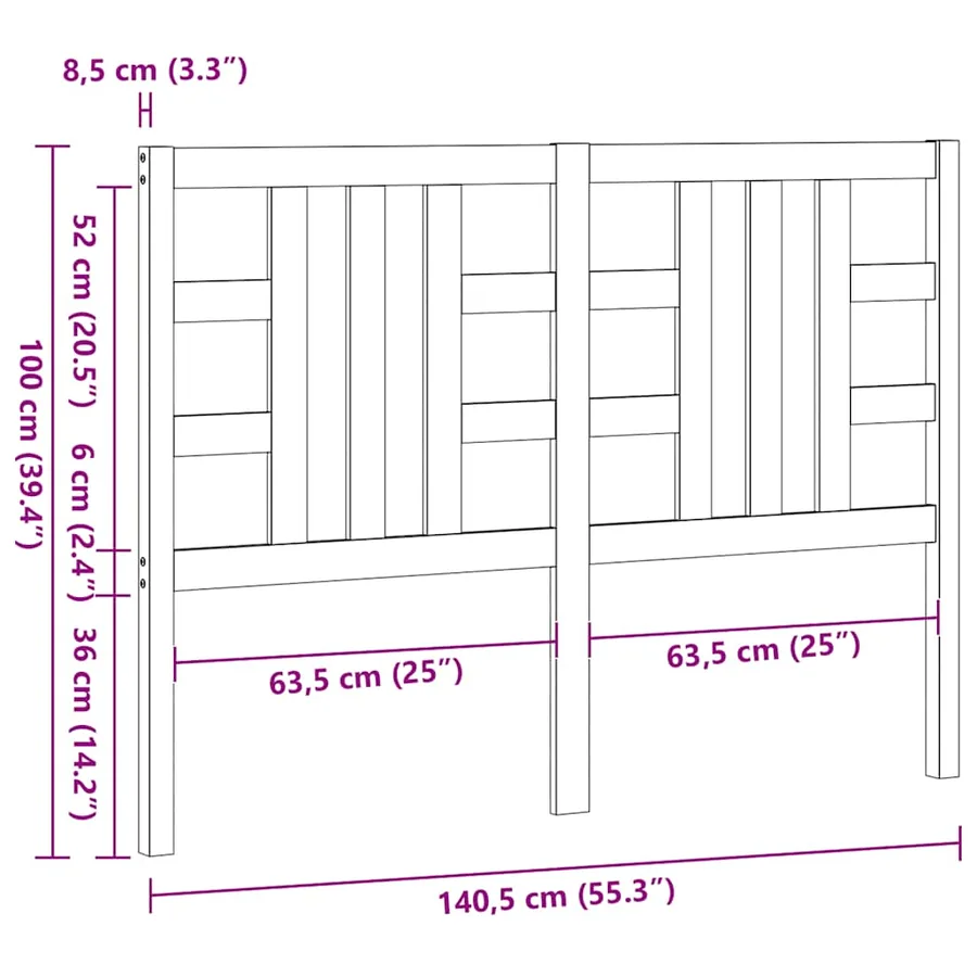 Tête de lit 141x4x100 cm Bois massif de pin - 9