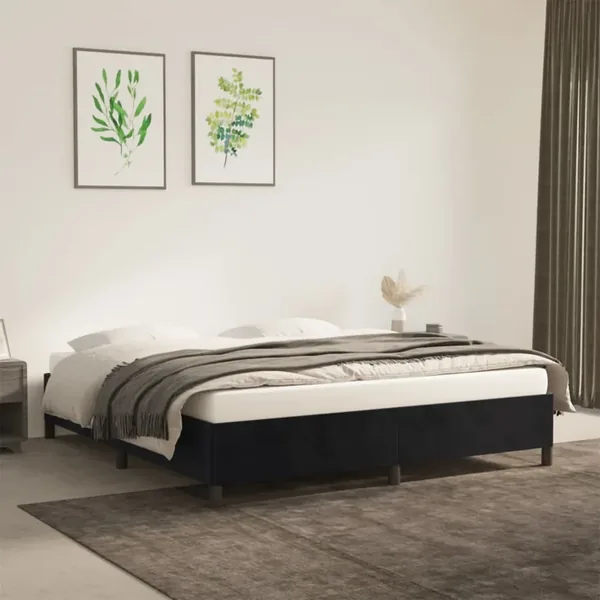 Cadre de lit sans matelas noir 180x200 cm velours