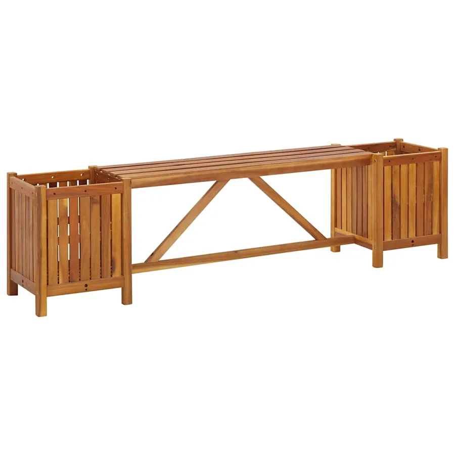 Banc de jardin avec 2 jardinières 150x30x40 cm Bois d'acacia - 2
