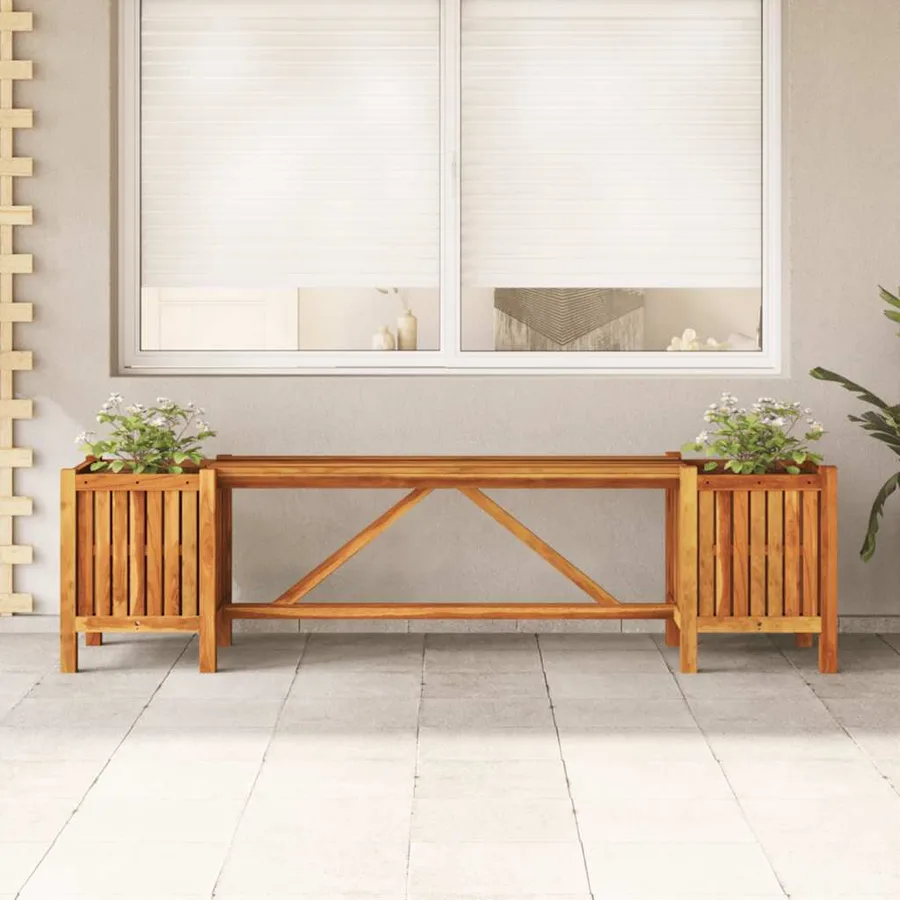 Banc de jardin avec 2 jardinières 150x30x40 cm Bois d'acacia - 3