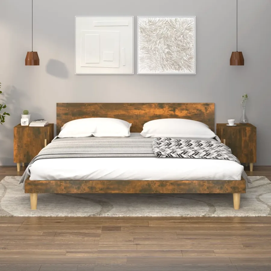 Tables de chevet 2 pcs Chêne fumé Bois d'ingénierie