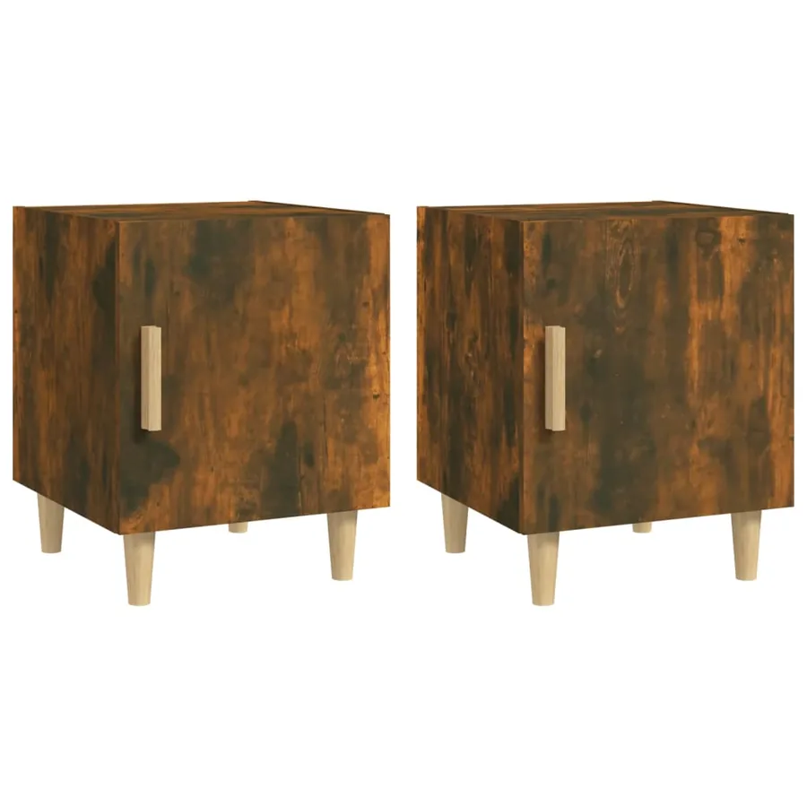 Tables de chevet 2 pcs Chêne fumé Bois d'ingénierie - 2