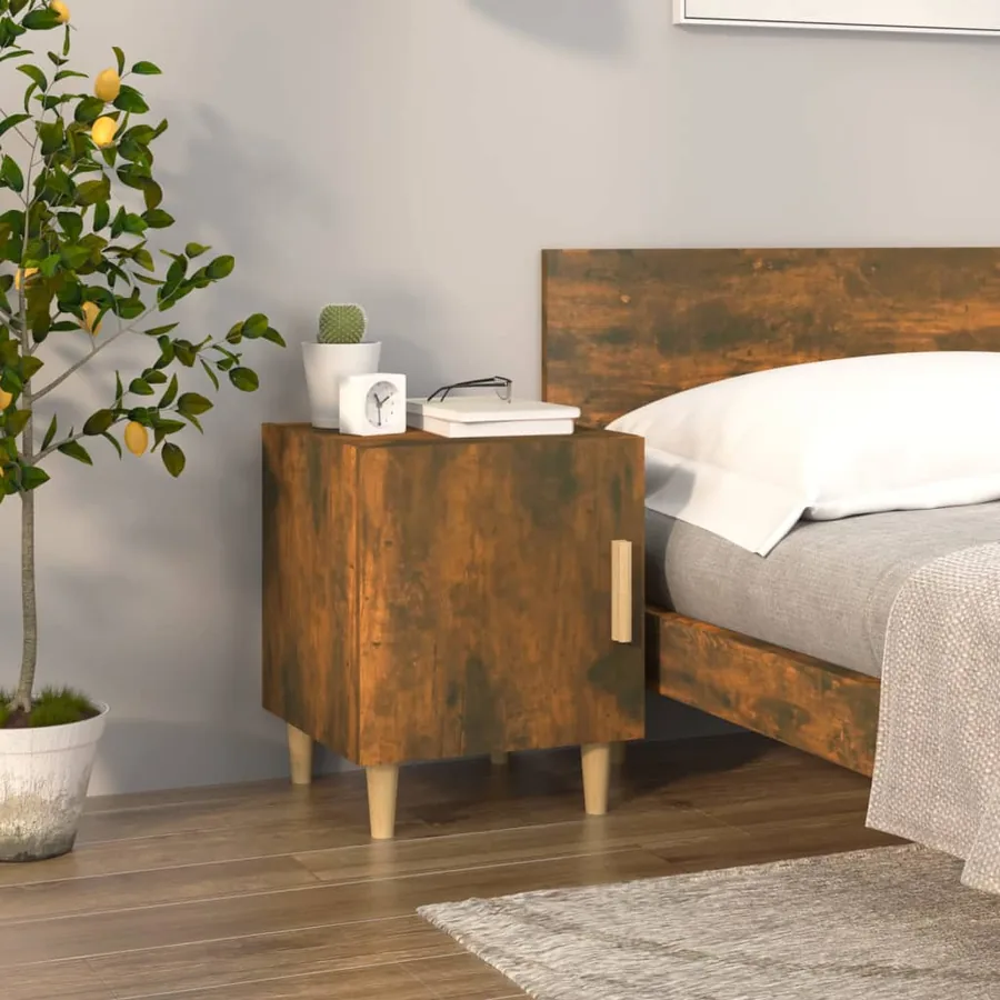 Tables de chevet 2 pcs Chêne fumé Bois d'ingénierie - 8