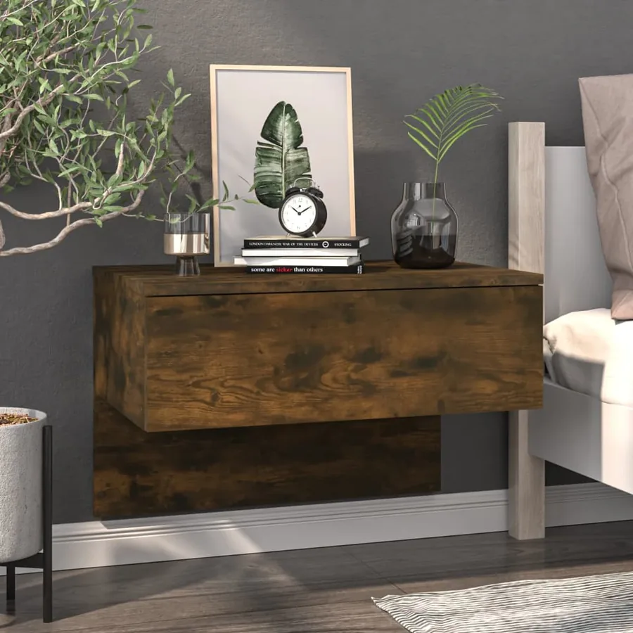 Tables de chevet murales 2 pcs Chêne fumé - 3