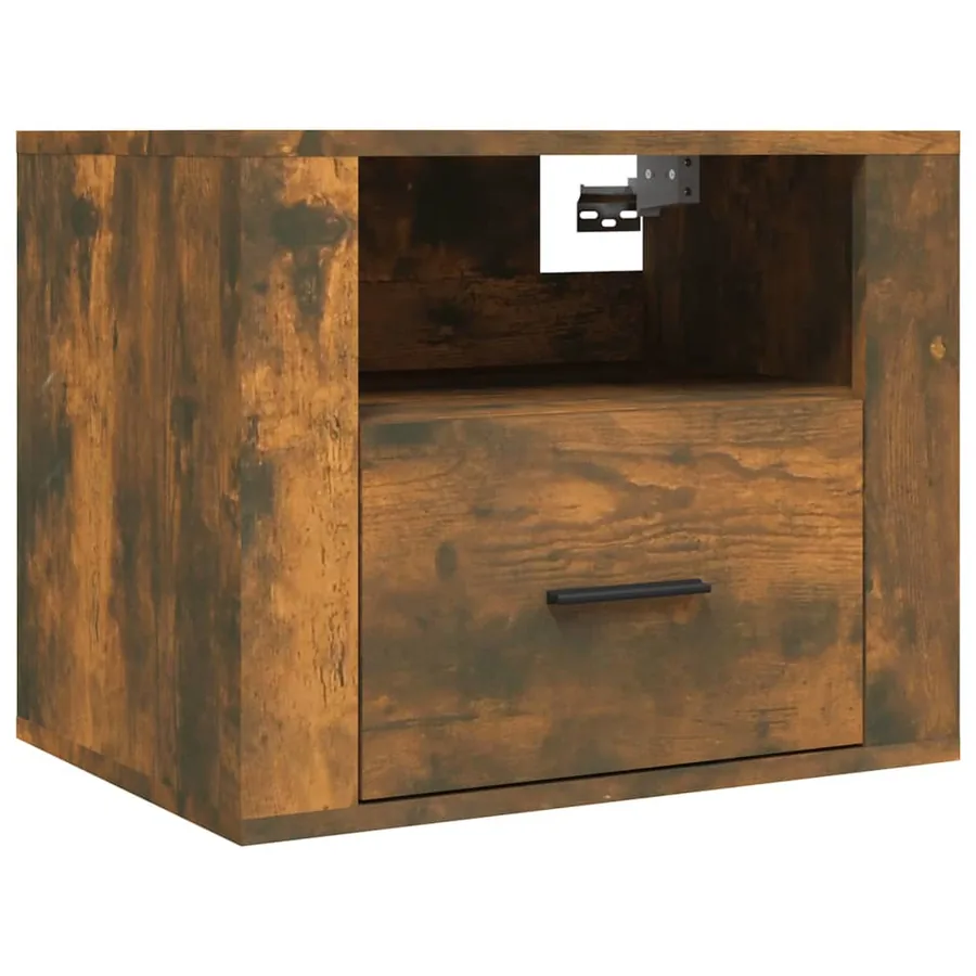 Table de chevet murale Chêne fumé 50x36x40 cm - 2