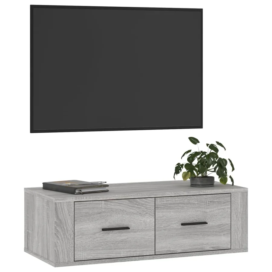 Armoire TV suspendue Sonoma gris 80x36x25 cm Bois d'ingénierie - 4