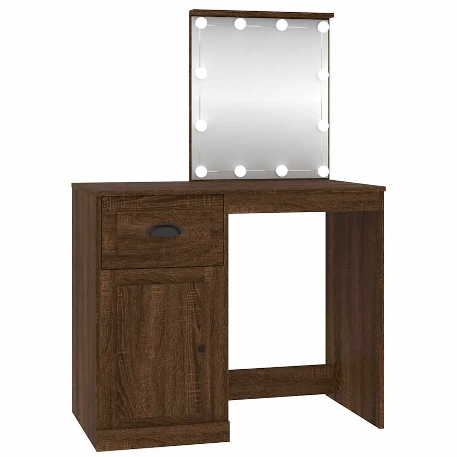 Coiffeuse avec LED chêne marron 90x50x132,5cm bois d'ingénierie - 2