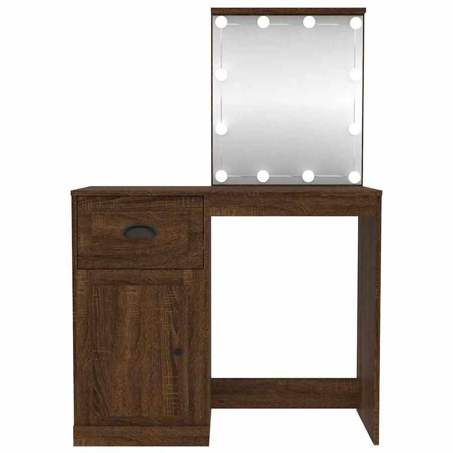 Coiffeuse avec LED chêne marron 90x50x132,5cm bois d'ingénierie - 6