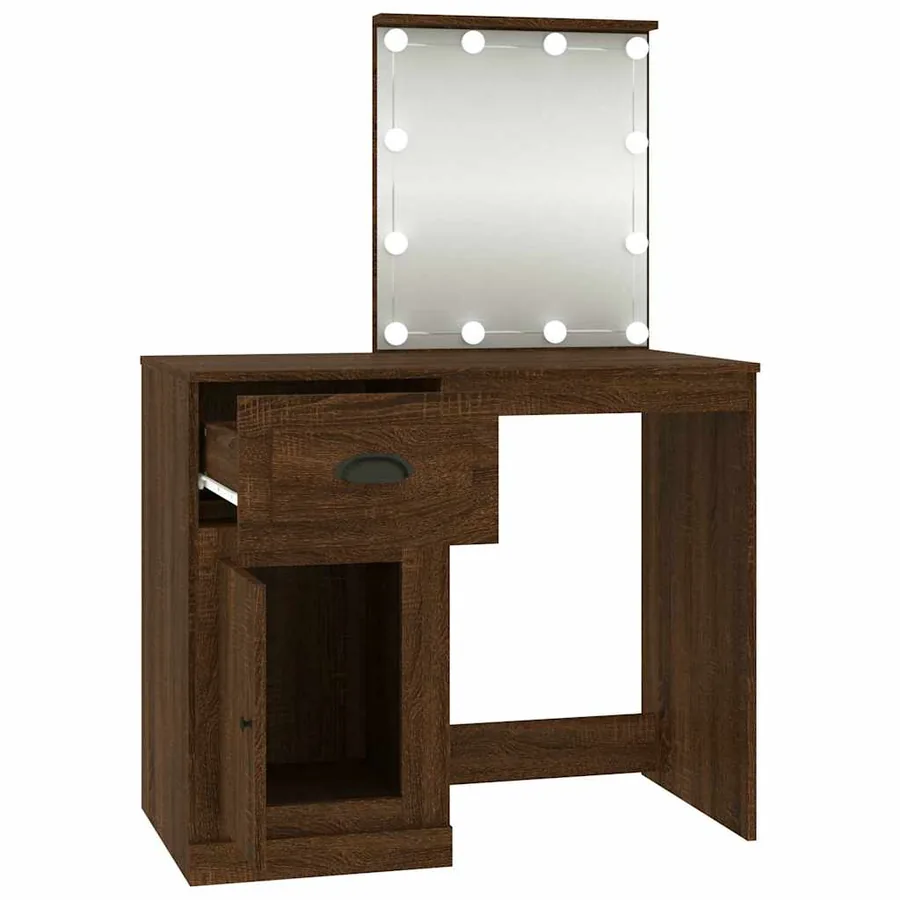 Coiffeuse avec LED chêne marron 90x50x132,5cm bois d'ingénierie - 7