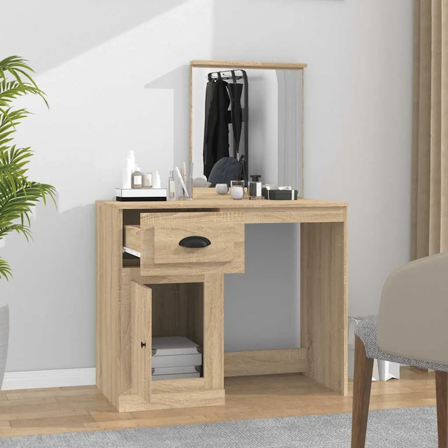 Coiffeuse avec miroir chêne sonoma 90x50x132,5 cm - 3