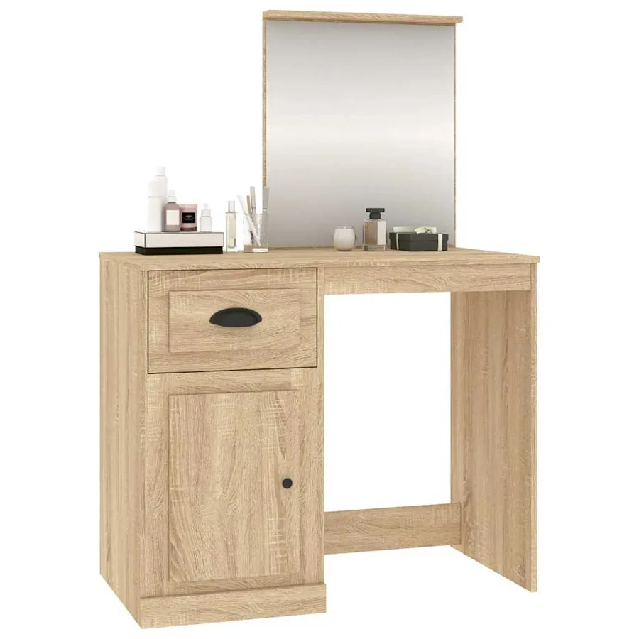 Coiffeuse avec miroir chêne sonoma 90x50x132,5 cm - 4