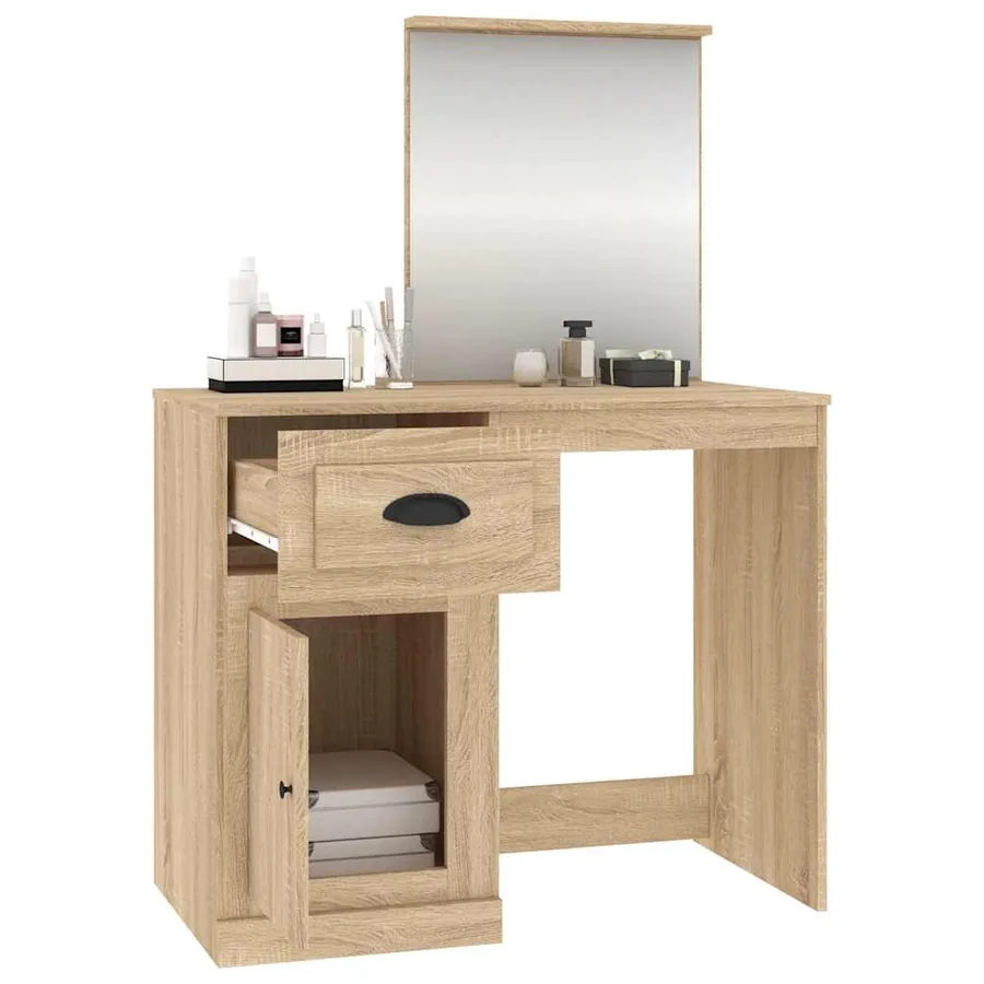 Coiffeuse avec miroir chêne sonoma 90x50x132,5 cm - 5