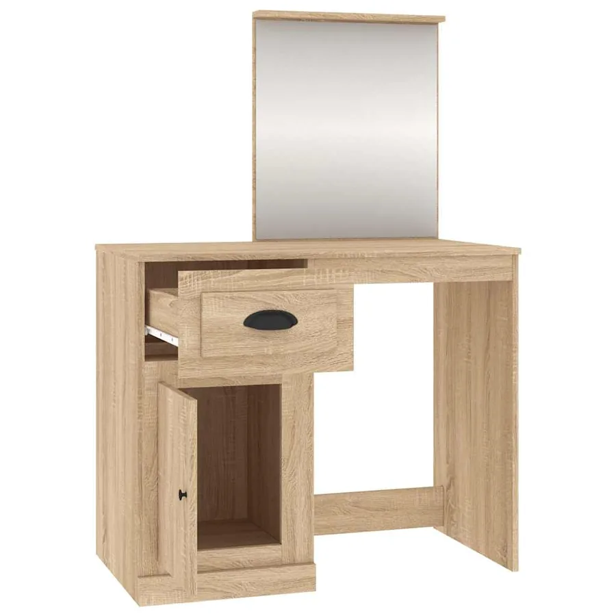 Coiffeuse avec miroir chêne sonoma 90x50x132,5 cm - 7