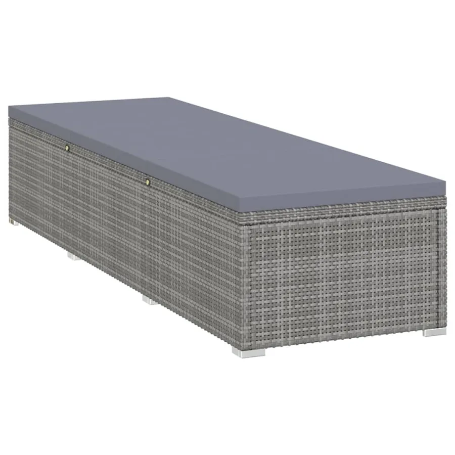 Chaise longue avec coussin Résine tressée Gris - 3