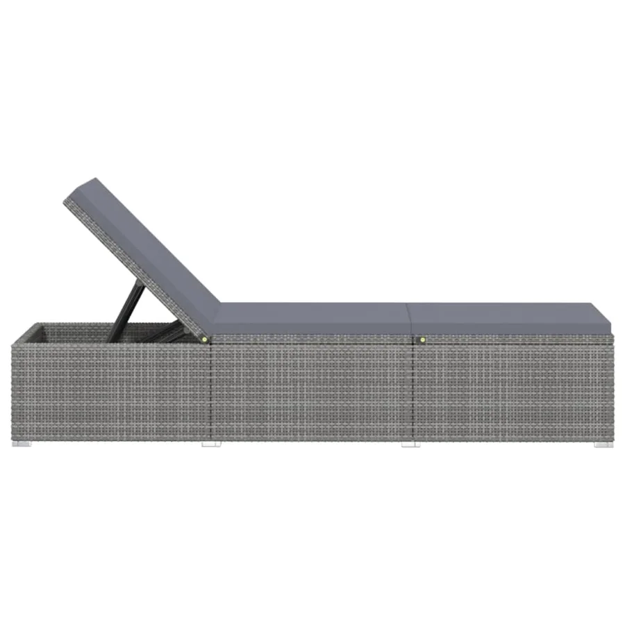 Chaise longue avec coussin Résine tressée Gris - 4