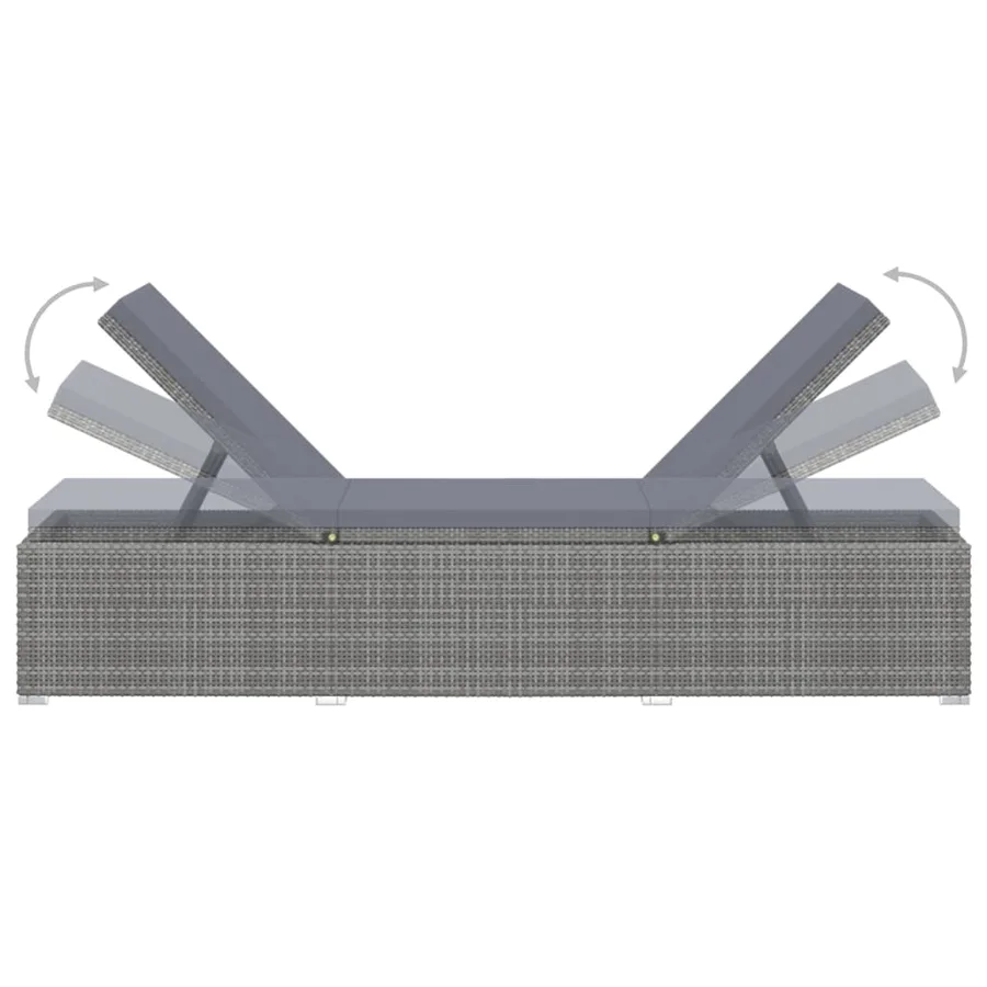 Chaise longue avec coussin Résine tressée Gris - 5