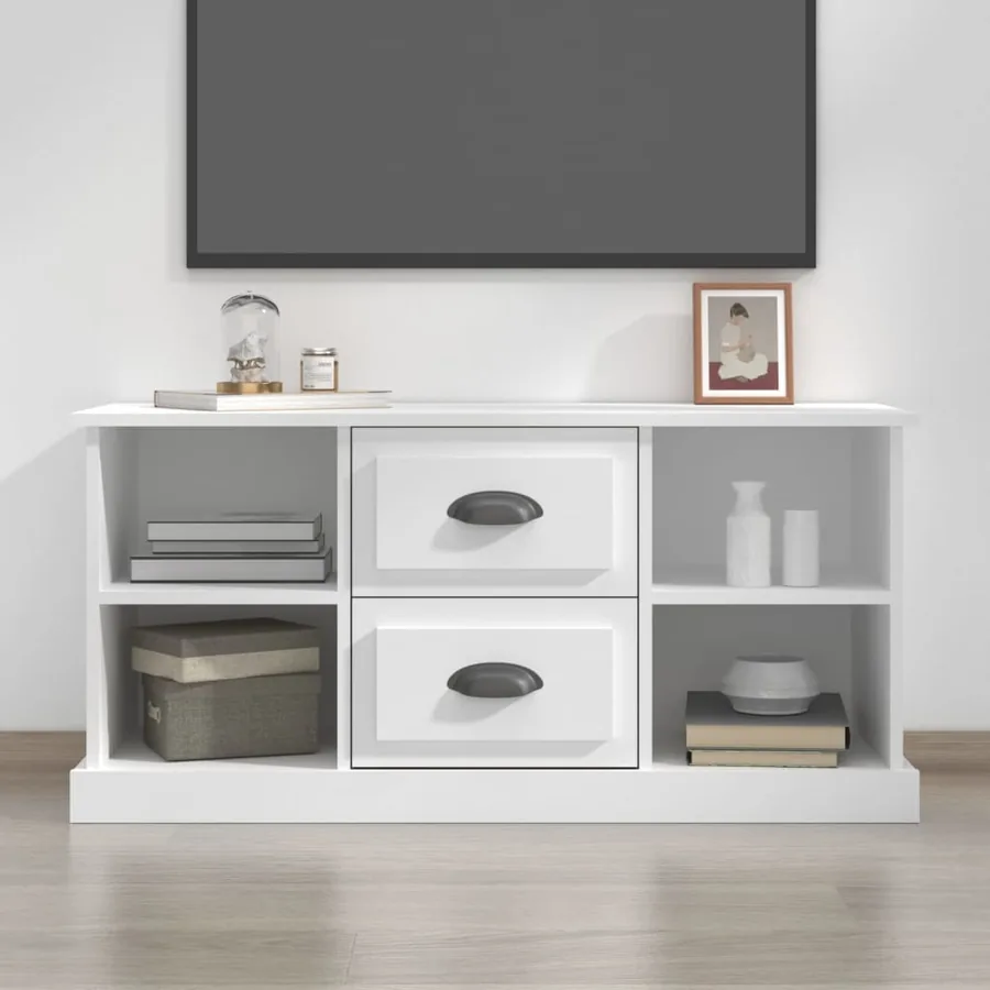 Meuble TV blanc 99,5x35,5x48 cm bois d'ingénierie