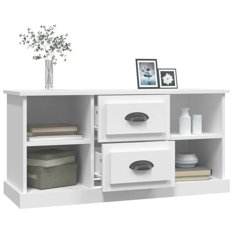 Meuble TV blanc 99,5x35,5x48 cm bois d'ingénierie - 5