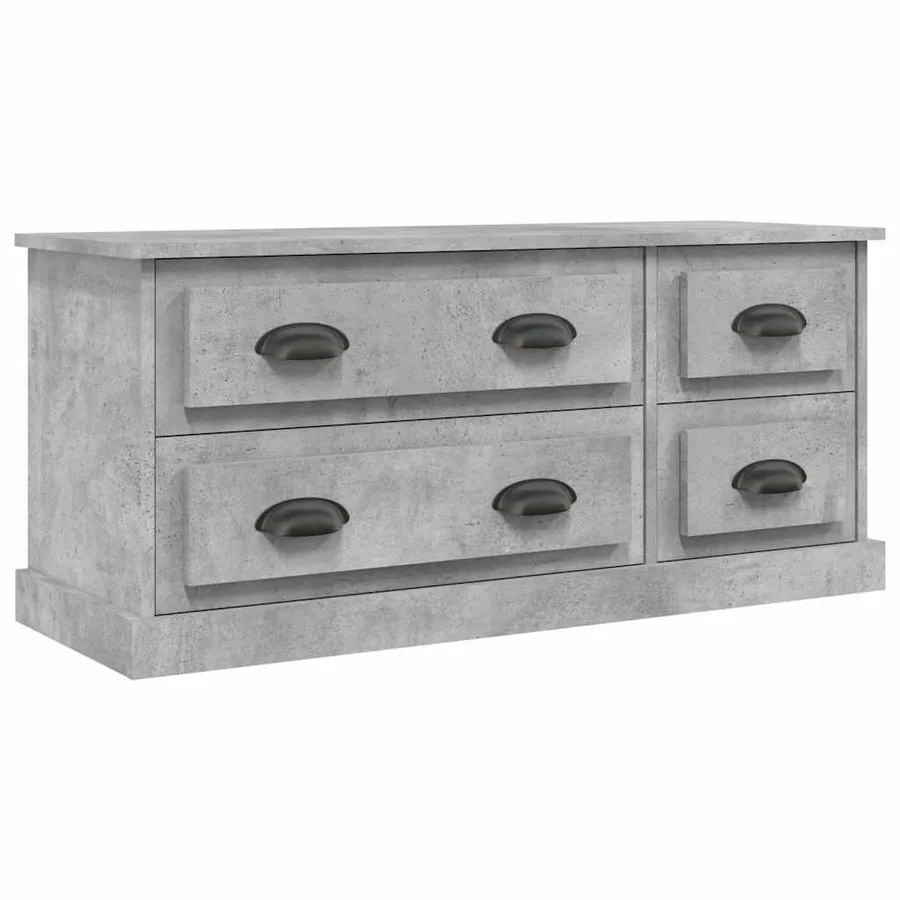 Meuble TV gris béton 100x35,5x45 cm bois d'ingénierie - 2