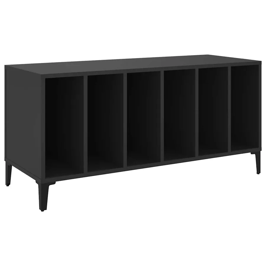 Armoire à disques noir 100x38x48 cm bois d'ingénierie - 2