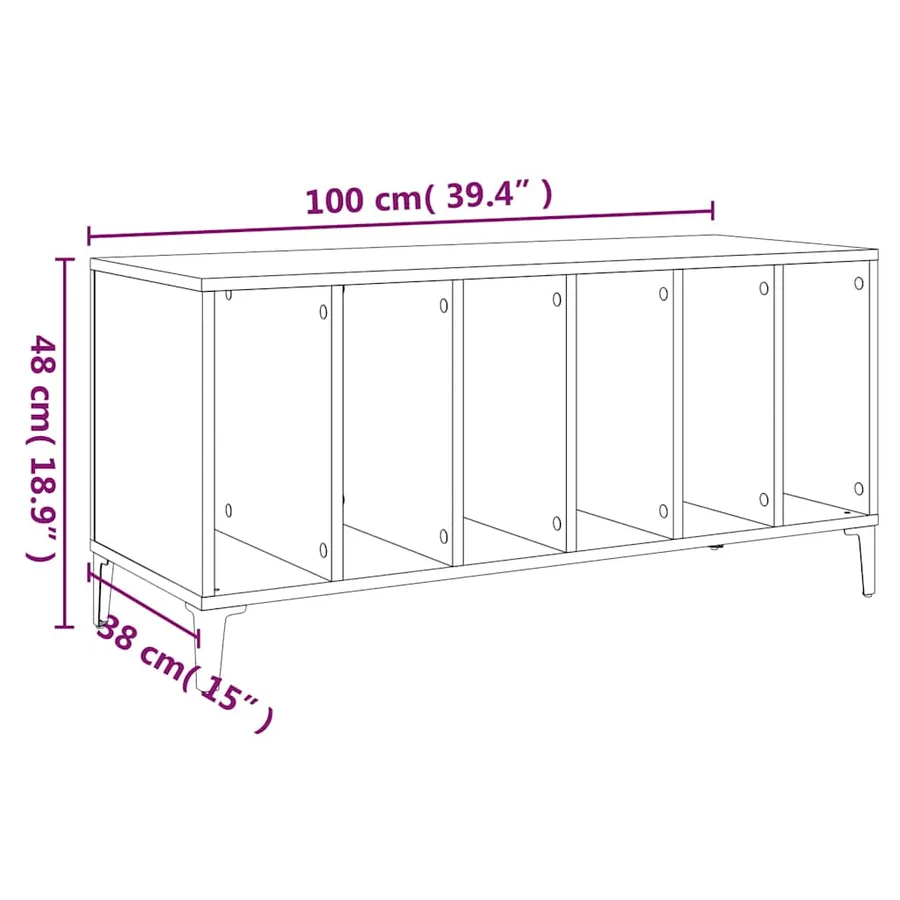 Armoire à disques noir 100x38x48 cm bois d'ingénierie - 8
