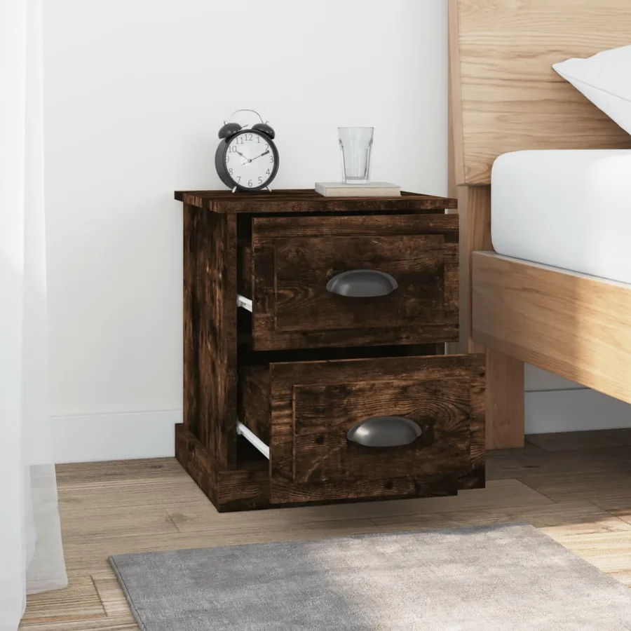 Tables de chevet 2 pcs chêne fumé 39x39x47,5 cm bois ingénierie - 4