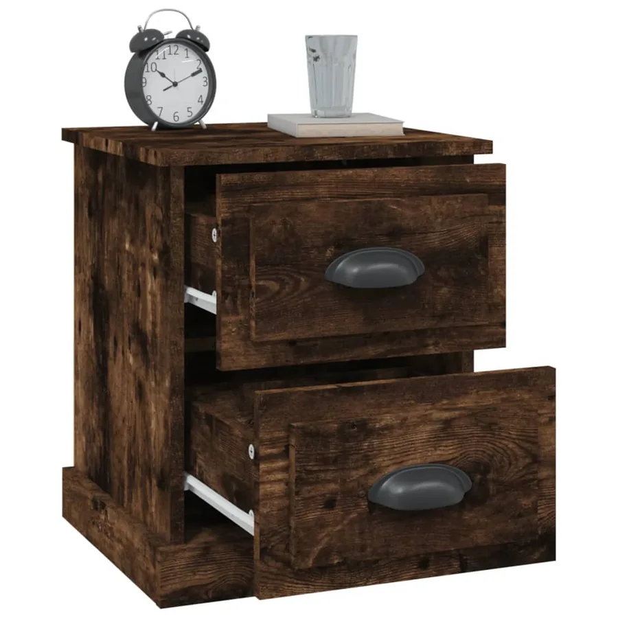 Tables de chevet 2 pcs chêne fumé 39x39x47,5 cm bois ingénierie - 6