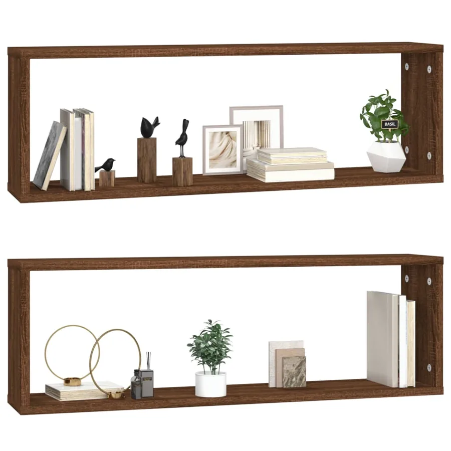 Étagères murales cubiques 2 pcs Chêne marron 80x15x26,5 cm - 4