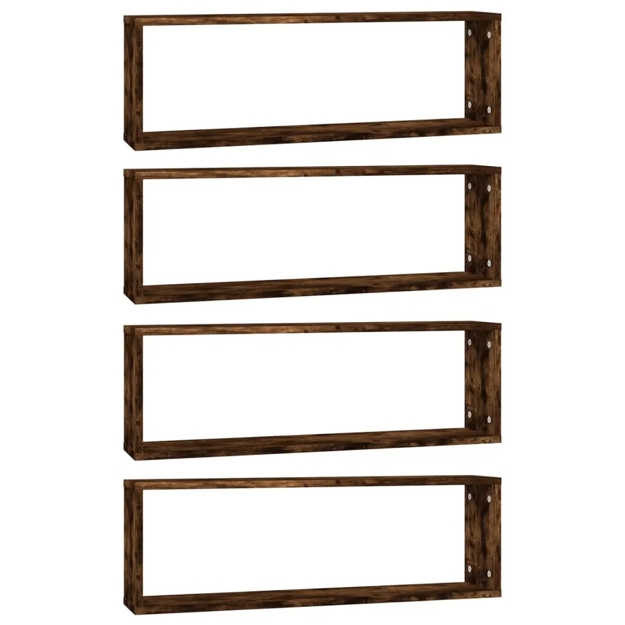 Étagères murales cubiques 4 pcs Chêne fumé 80x15x26,5 cm - 2
